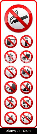 Interdit les symboles, les étiquettes collantes sur la porte pour les supermarchés, vector illustration Illustration de Vecteur