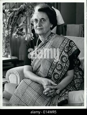 Avril 18, 2012 - Le Premier Ministre de l'Inde, Indira Gandhi. Banque D'Images