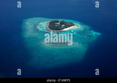 Vue aérienne, île de l'Océan Indien, les Maldives Banque D'Images