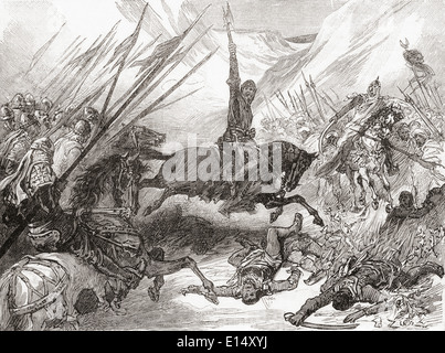 Richard Ier à la bataille d'Azot, maintenant appelé Ashdod, en 1191 lors de la Troisième Croisade. Banque D'Images