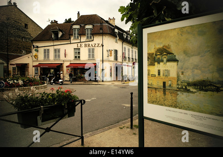 AJAXNETPHOTO. PORT MARLY, FRANCE. - Café célèbre par ART - CAFE LE BRAZZA À PROXIMITÉ DE LA SEINE, rendue célèbre par le peintre impressionniste Alfred Sisley dans sa peinture 1876 'L'INONDATION UN PORT MARLY'. PHOTO:JONATHAN EASTLAND/AJAX REF:RD1 120906 Banque D'Images