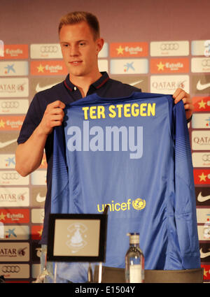 Barcelone, Espagne. 22 mai, 2014. présentation de Ter Stegen, nouveau joueur du FC Barcelone, dans les bureaux du club, le 22 mai 2014. Photo : Joan Valls/Urbanandsport Nurphoto /. © Joan Valls/NurPhoto ZUMAPRESS.com/Alamy/Live News Banque D'Images