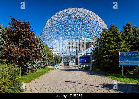 La structure de la biosphère sur l'île de Saint Louis dans le Parc Jean Drapeau à Montréal, Québec, Canada. Banque D'Images