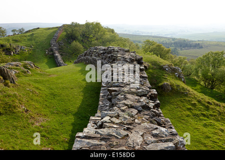 La section de mur d'Hadrien à walltown rochers escarpés uk Northumberland Banque D'Images