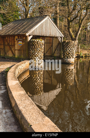 Boat House dans l étang à douster Buchan Country Park, West Sussex, UK Banque D'Images