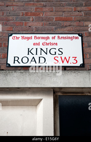 Kings Road Street Sign, Chelsea, Londres, Angleterre, Royaume-Uni Banque D'Images