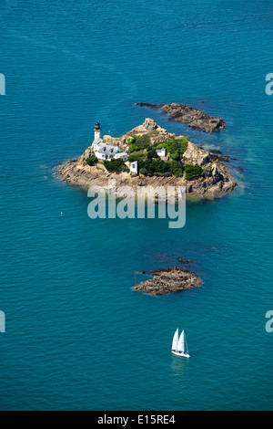Carantec : 'île Louet' Island (Finistère) Vue aérienne Banque D'Images