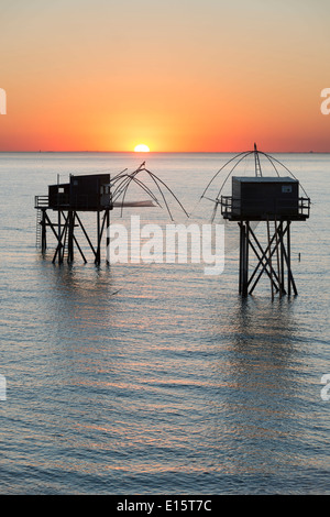 La Plaine-sur-Mer (Loire-Atlantique) Ministère : pêche, filet de pêche carré Banque D'Images