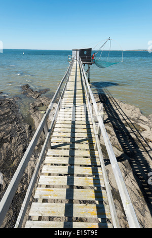 La Plaine-sur-Mer (Loire-Atlantique) Ministère : pêche, filet de pêche carré Banque D'Images