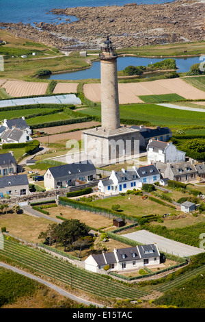 L'île de Ile de Batz (Finistère) Vue aérienne du phare Banque D'Images