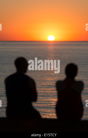 La Plaine-sur-Mer (Loire-Atlantique) Ministère : le coucher du soleil Banque D'Images