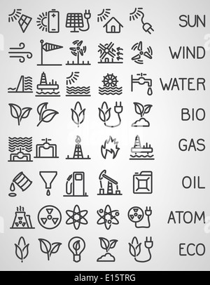 Icon Set de l'énergie et des ressources Banque D'Images