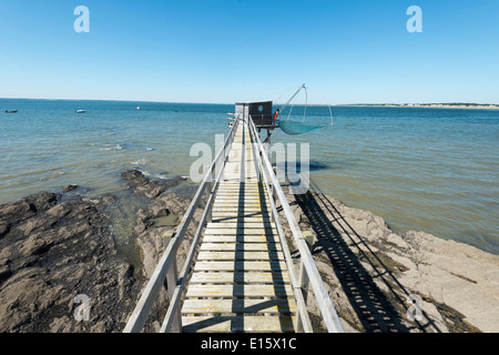 La Plaine-sur-Mer (Loire-Atlantique) Ministère : pêche, filet de pêche carré Banque D'Images