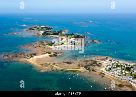 Carantec (Finistère) Vue aérienne de 'île Callot' island Banque D'Images