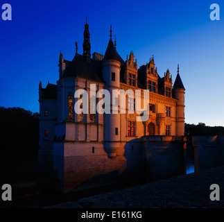 Château de Chenonceau est situé près du petit village de Chenonceaux, sur la vallée de la Loire en France Banque D'Images