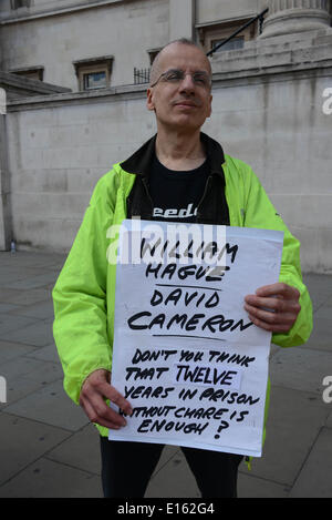 Londres, Royaume-Uni. 23 mai, 2014. Une journée de protestation des globe contre l'injustice, "Faire Shaker Aamer Accueil à la France Maintenant' et de la demande pour la fermeture de Guantánamo à Trafalgar Square à Londres. Credit : Voir Li/Alamy Live News Banque D'Images