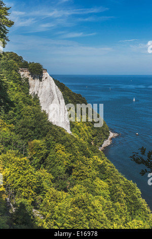 118 mètres de haut des falaises de craie Königsstuhl, parc national de Jasmund, Ruegen Island, Mecklembourg-Poméranie-Occidentale, Allemagne, Europe Banque D'Images