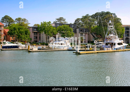 Sea PInes Harbor à Hilton Head Island SC Banque D'Images