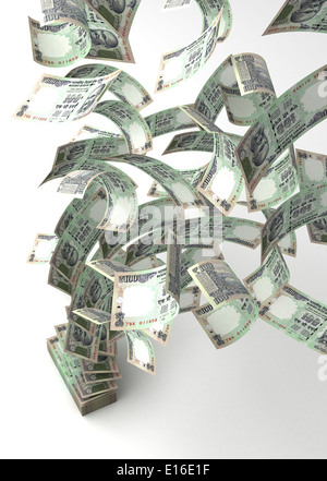 Flying Indian Rupee (isolated with clipping path) Banque D'Images