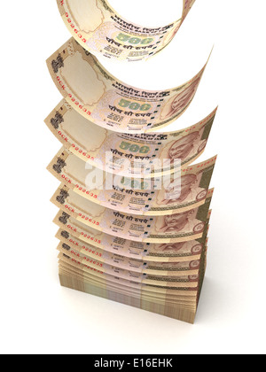 Flying Indian Rupee (isolated with clipping path) Banque D'Images