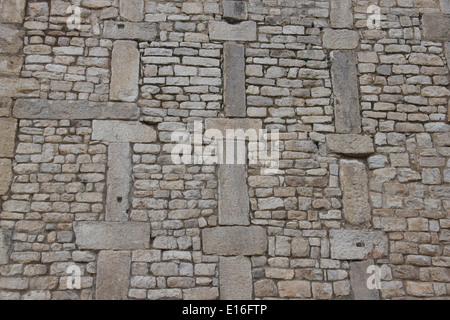 Mur de la Capitol building dans la ville romaine de Dougga en Tunisie. C'est un bon exemple de l'immeuble style dit 'opus africanum' Banque D'Images