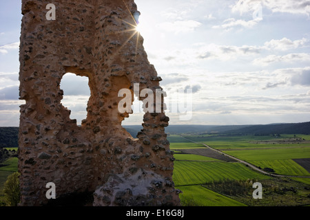 Calatañazor soria Espagne Castille et Leon ville pueblo vieux village de pierre en bois bois pauvres authentique Banque D'Images