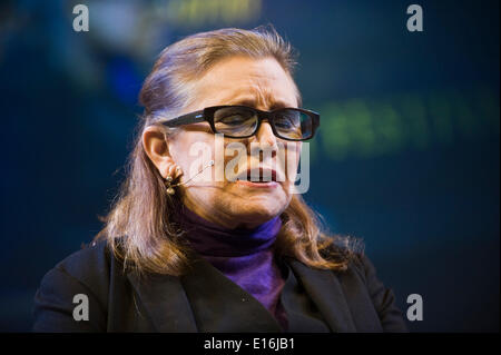 Carrie Fisher parle de ses romans & film carrière au Hay Festival 2014. ©Jeff Morgan Banque D'Images