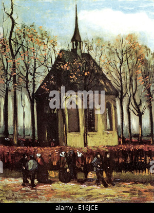 Congrégation de quitter l'Église réformée à Nuenen par Vincent Van Gogh Banque D'Images