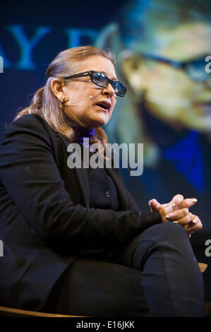 Carrie Fisher parle de ses romans & film carrière au Hay Festival 2014. ©Jeff Morgan Banque D'Images