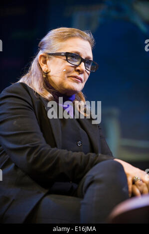 Carrie Fisher parle de ses romans & film carrière au Hay Festival 2014. ©Jeff Morgan Banque D'Images