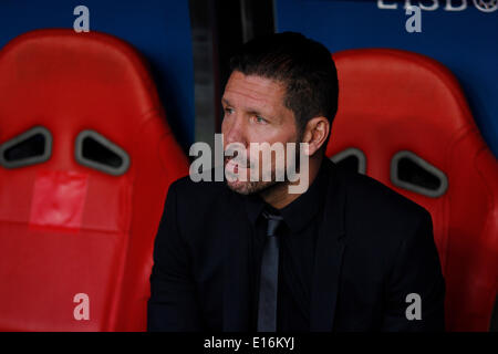 Atlético de Madrid Diego Simeone entraîneur-chef au cours de la finale de la Ligue des Champions : Real Madrid x Atlético de Madrid au stade de la Luz à Lisbonne, Portugal, le samedi 24 mai, 2014. Banque D'Images