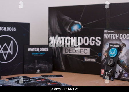 Watch Dogs - Jeu vidéo cas boîtes figurine Banque D'Images