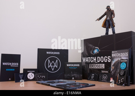 Watch Dogs - Jeu vidéo cas boîtes figurine Banque D'Images