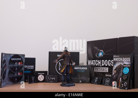 Watch Dogs - Jeu vidéo cas boîtes figurine Banque D'Images