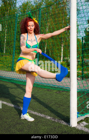 Football Burlesque Lady Banque D'Images