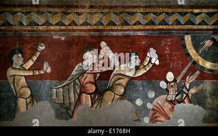 Fresco Mestre de Boí - la lapidation de saint Etienne de Boí église de Sant Joan de Boí (Vall de Boí, Alta Ribagorça) 1100 Espagne Banque D'Images