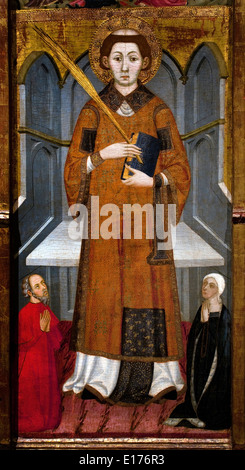 Retable Saint Stephen ( Monastère de Santa Maria de Gualter ) 1385 Barcelone Jaume Serra1358 -1395 Espagne Art gothique médiévale Banque D'Images