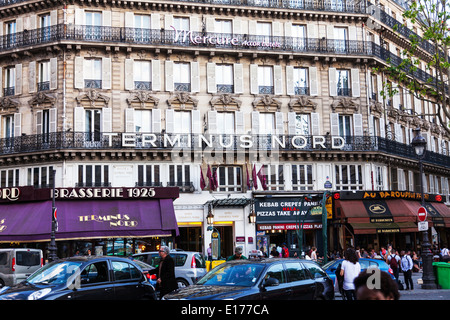 L'hôtel Gare du Nord à Paris, l'hôtel Gare du Nord, Paris, hotel paris, hotel paris, avant, façade, entrée privée, de la construction, de l'extérieur, Banque D'Images