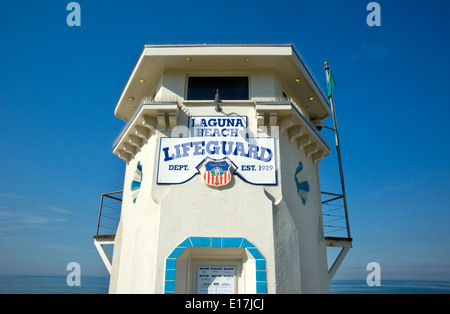 Lifeguard tower historique à Laguna Beach, Californie Banque D'Images