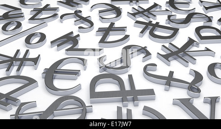 Les symboles monétaires épars Banque D'Images