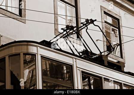 Funiculaire Elevador da Gloria vintage et le mécanisme de toit tramway Lisbonne Portugal Europe de l'ouest Banque D'Images