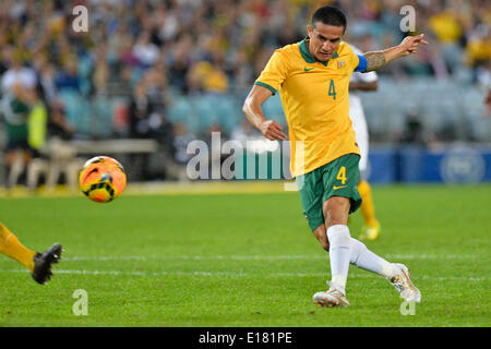 Sydney, Australie. 26 mai, 2014. Le Capitaine Tim Cahill Socceroos en action pendant la Coupe du monde d'avant match amical entre l'Australie et l'Afrique de l'ANZ Stadium, Sydney. Le match se termine par un nul 1-1. Credit : Action Plus Sport/Alamy Live News Banque D'Images