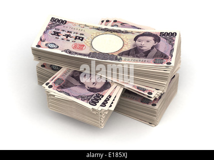 Pile de Yen japonais Banque D'Images