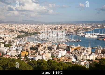 Vue panoramique depuis le château de Bellver, Palma de Mallorca, Majorque, Espagne, Europe Banque D'Images