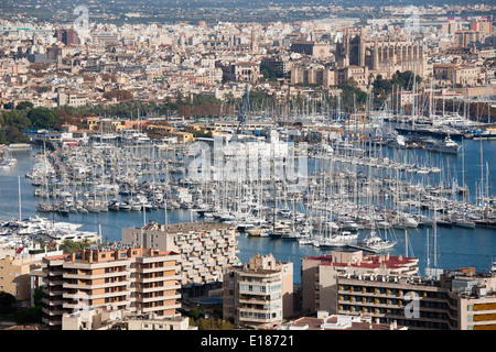 Vue panoramique depuis le château de Bellver, Palma de Mallorca, Majorque, Espagne, Europe Banque D'Images