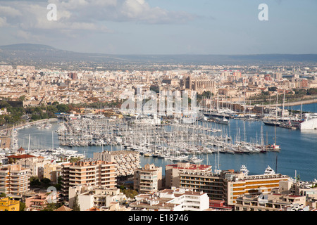 Vue panoramique depuis le château de Bellver, Palma de Mallorca, Majorque, Espagne, Europe Banque D'Images