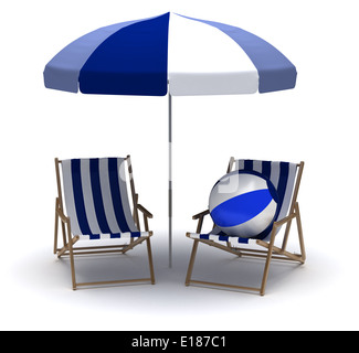 Chaises de plage et parasol Banque D'Images