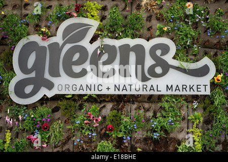 Le marché des aliments naturels organiques verts sign in Kitsilano, Vancouver, BC, Canada Banque D'Images