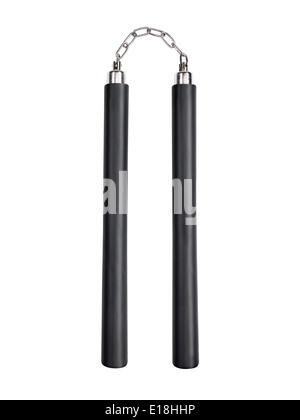 Paire de nunchuks isolé sur fond blanc avec clipping path Banque D'Images