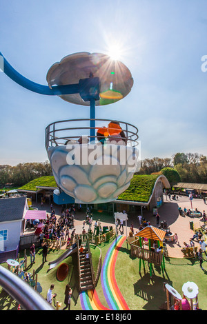 Château de vent ride at Peppa Pig world, Paultons Park, Romsey, Southampton, Angleterre, Royaume-Uni. Banque D'Images